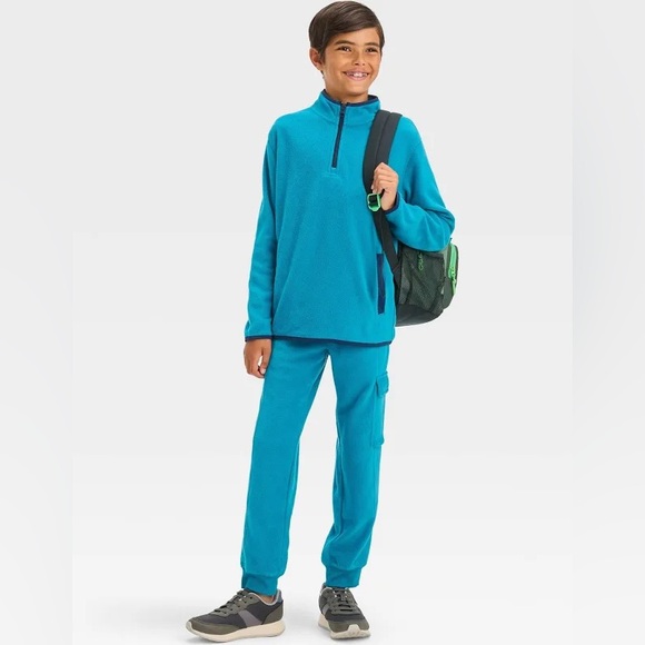 Cat & Jack Boys’ Fleece Mock Neck Zip Up Sweatshirt - Blue M - Picture 2 of 3